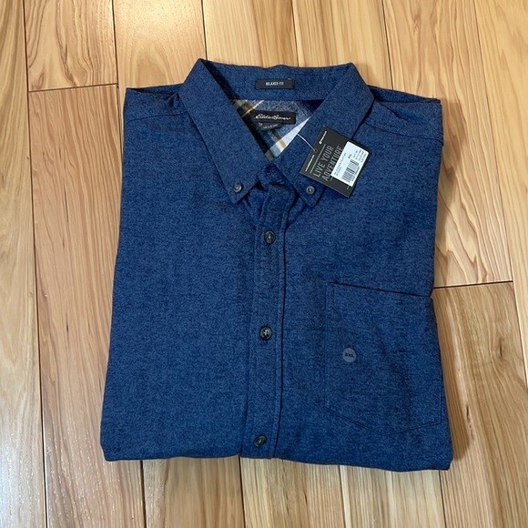Eddie Bauer field flannel mendindgo Blue long sleeve men’s Shirt - Picture 1 of 7
